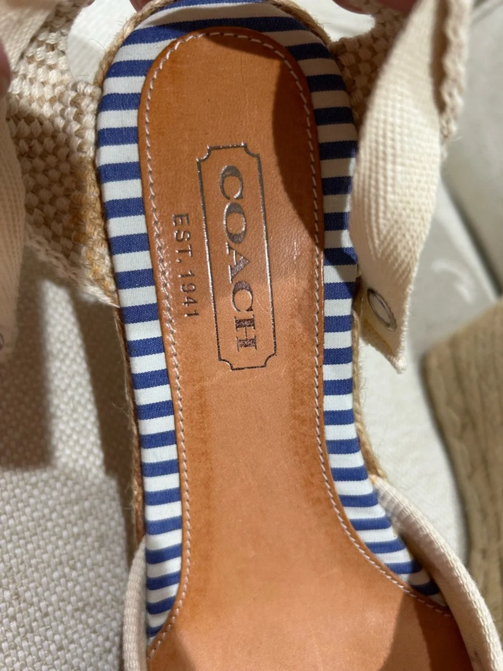 COACH Kerrie Patchwork Espadrille Wedge Canvas Slingback Multicolor Size 7 Boho